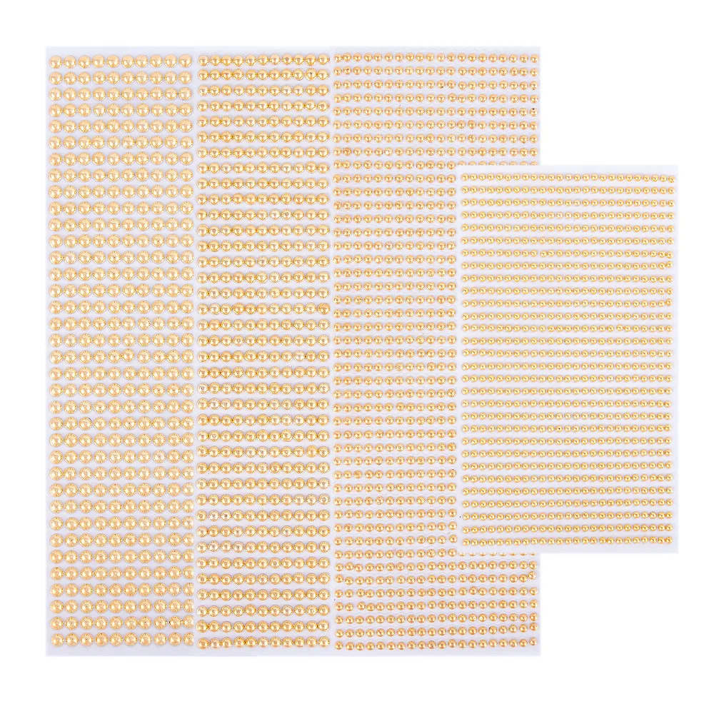 3-6MM Scrapbooking Supplies Golden and Silver Color Half Round Pearls Stickers Self-Adhesive Faux Pearl Embellishment For Crafts