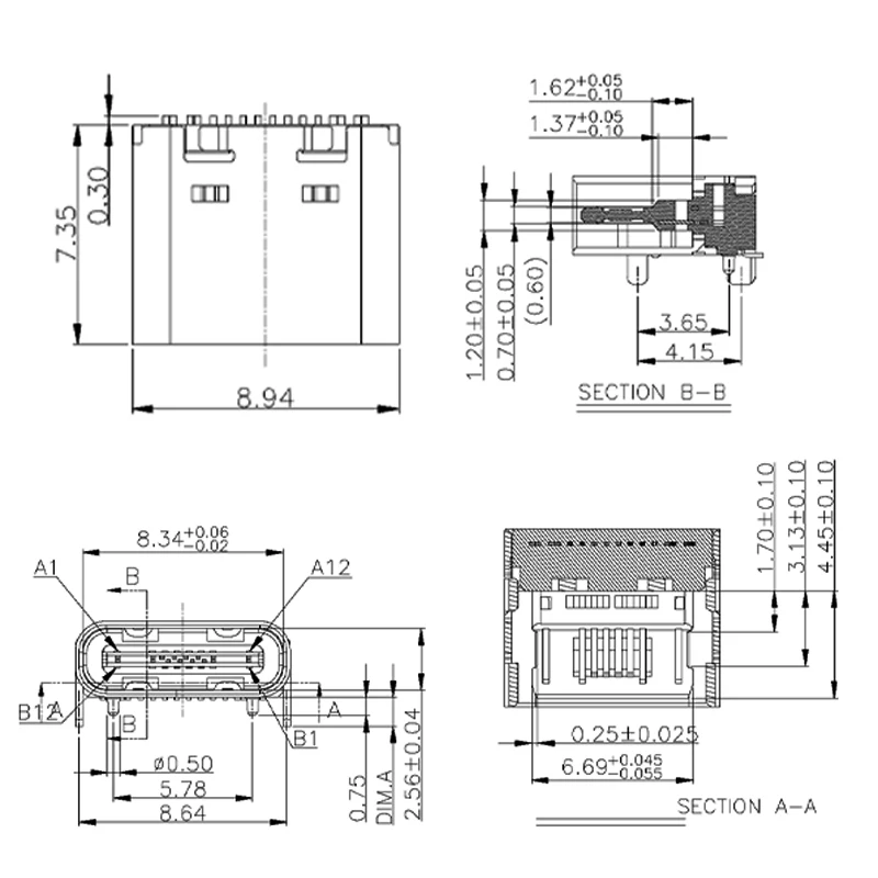 

10Pcs Type-C female seat 16Pin SMT Connector USB C 3.1 Charging Port PCB Solder Connector DIY