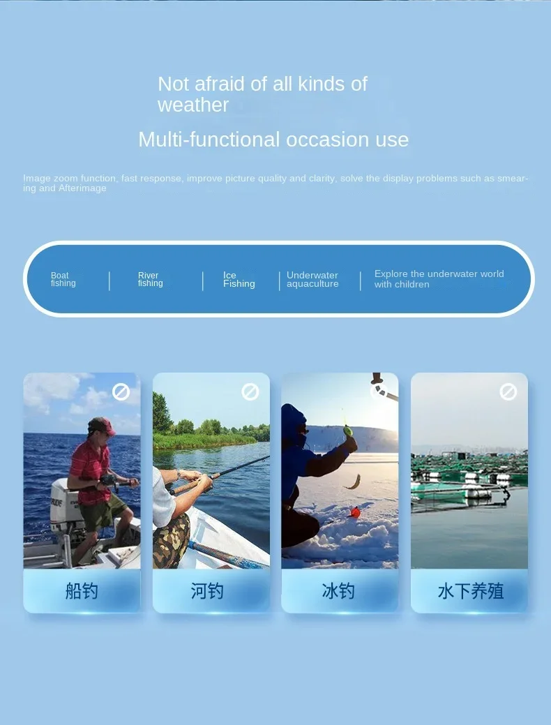 Underwater Fishing Camera High Definition Full Set of Display Fishing Visual High Definition Temperature Fish Detector