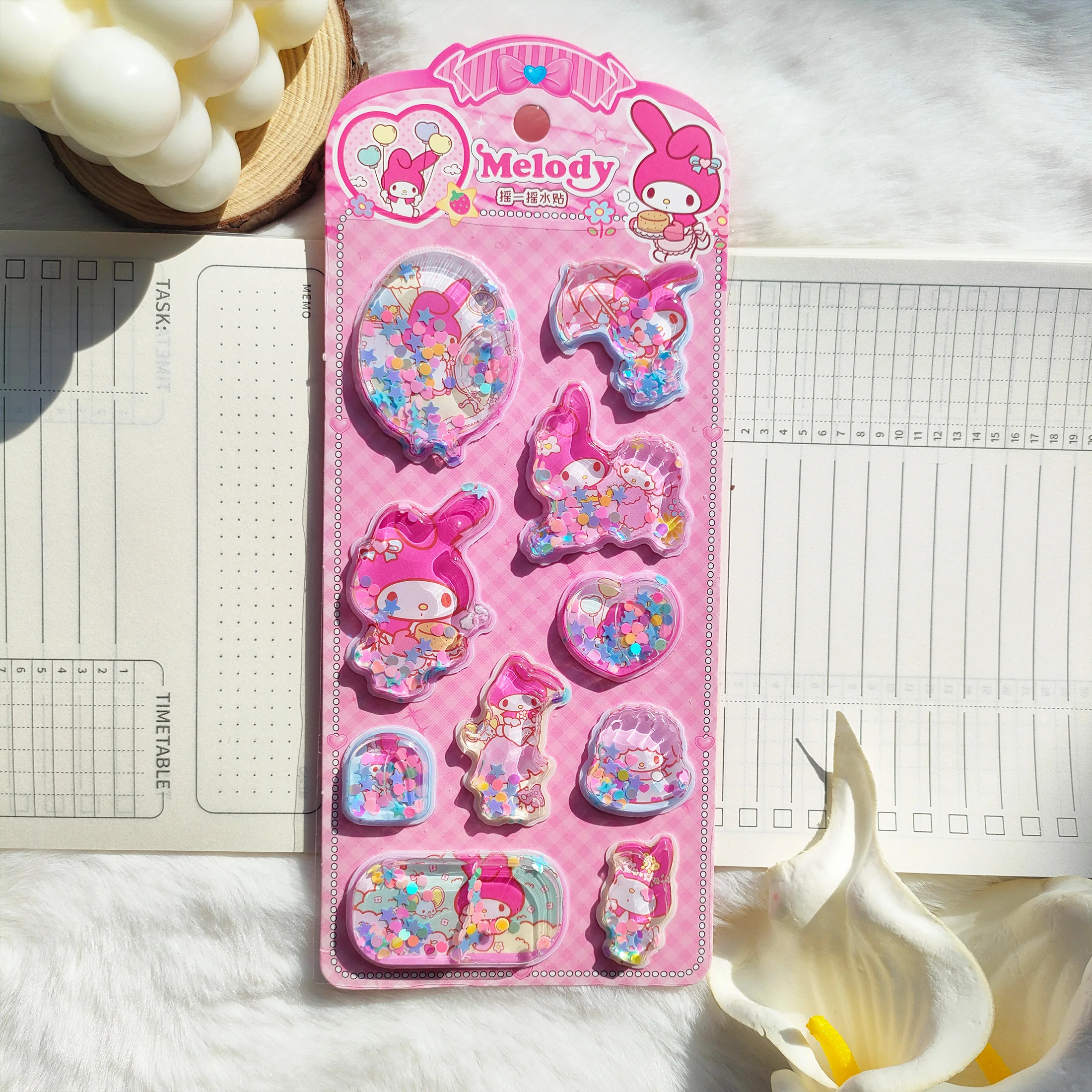 Niedliche Anime Kawaii Sanrio 3D Shake-Aufkleber - Wasserfeste Sticker für Notizbuch, Album, Tagebuch, DIY, Schule, Schüler, Schreibwaren, Kinderspielzeug