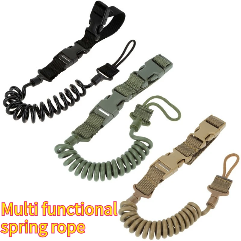 Tactical Anti-lost Elastic Lanyard Rope Multi Functional Tactical Safety Spring Rope Sling Flashlight Hunting Gun Accessories