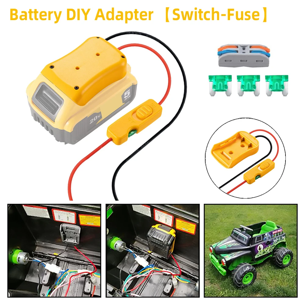 Adapter akumulatora do akumulatora litowo-jonowego Dewalt 20 V z bezpiecznikami i zaciskami przewodów Zestaw konwertera akumulatora do elektronarzędzi 14 Gauge