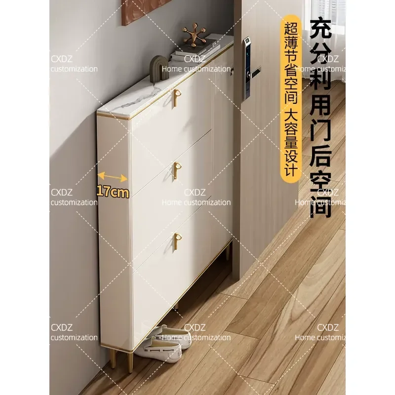 Ultra Thin Rock Slab Shoe Cabinet Modern Simple Small Apartment Entryway Slim Paint Storage Cabinet Behind Door Home