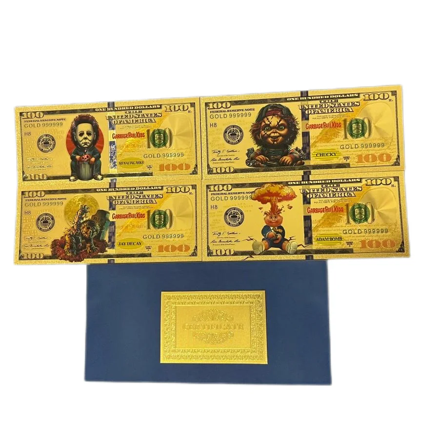 الولايات المتحدة الكرتون GARBAGEPAILKIDS الذهب احباط الأوراق النقدية أنيمي الأوراق النقدية لمحبي جمع فاتورة مطلية بالذهب الهدايا الحرفية مينيسو
