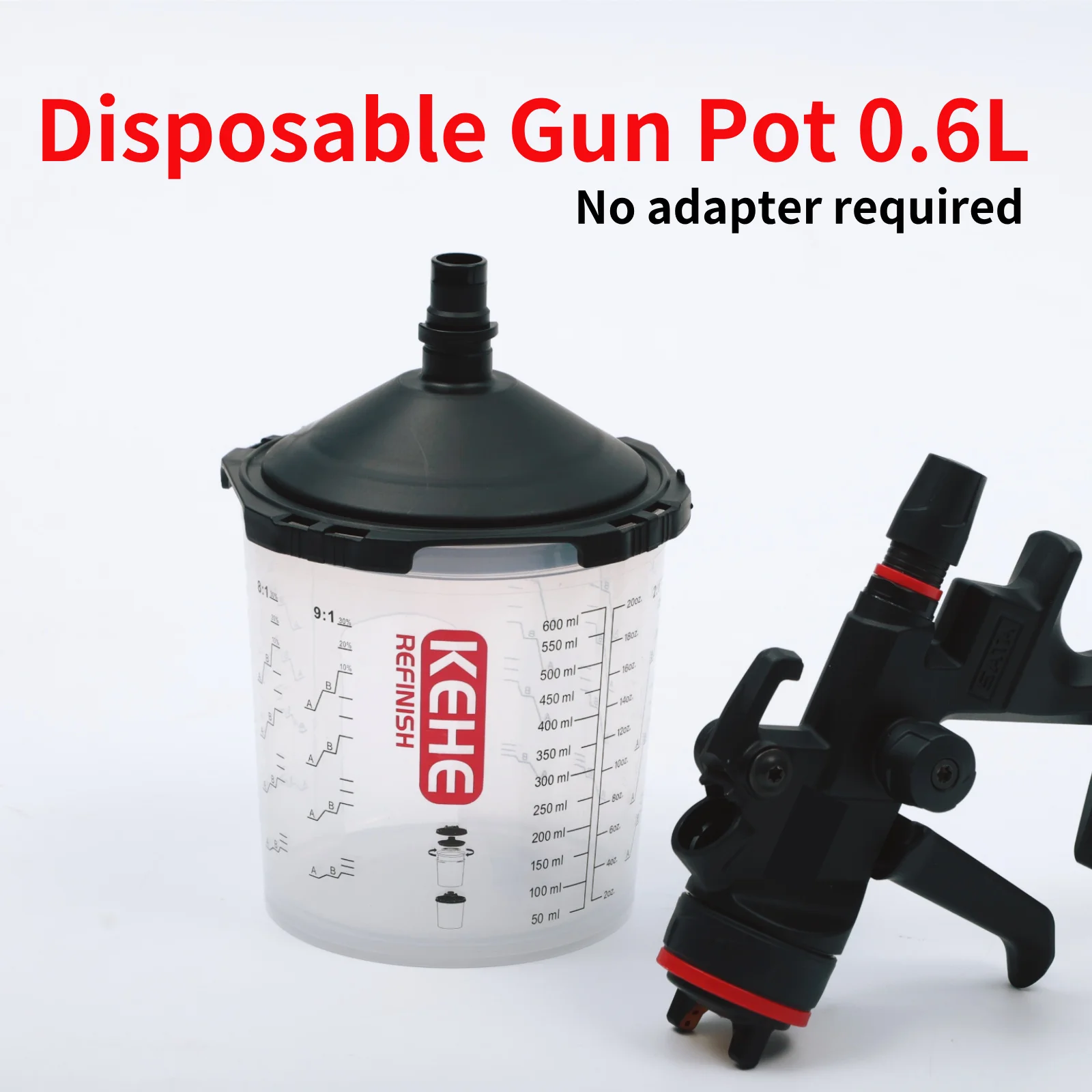 

Spray Gun General Disposable Gun Pot For SATA QCC 0.6L Plastic Gun Cup With Graduated Paint Cup Paint Mixing Cup