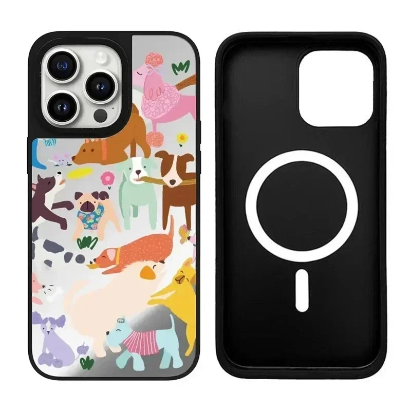 

Cartoon Animals Giraffe iPhone 11 12 13 14 15 Pro Max Mirror Surface MagSafe Case Cover Shell