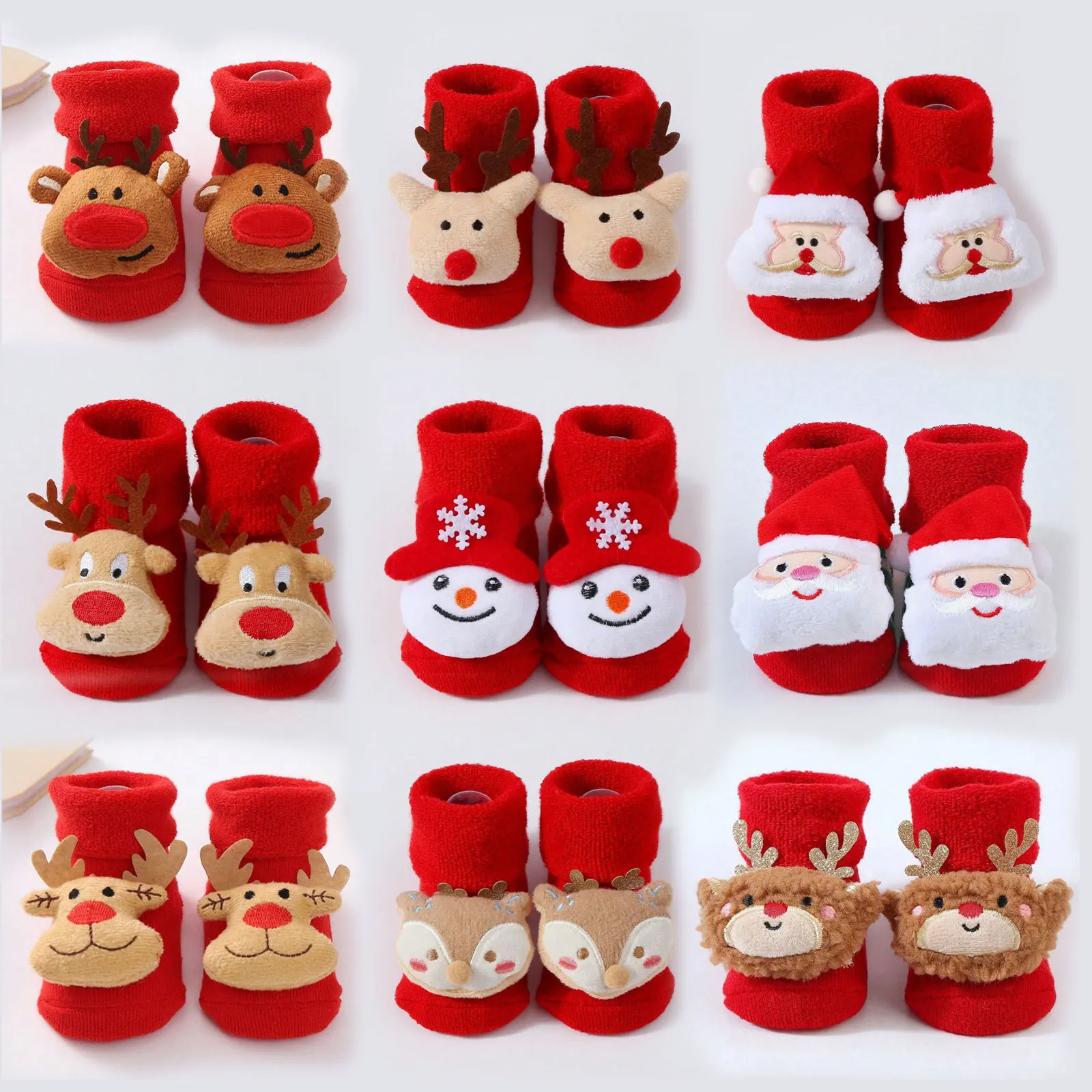 Cute Santa Claus Doll Knitted Baby Socks Newborn Toddler Soft Snowman Deer Warm Floor Socks Girls Infant Boys Mid Socks New