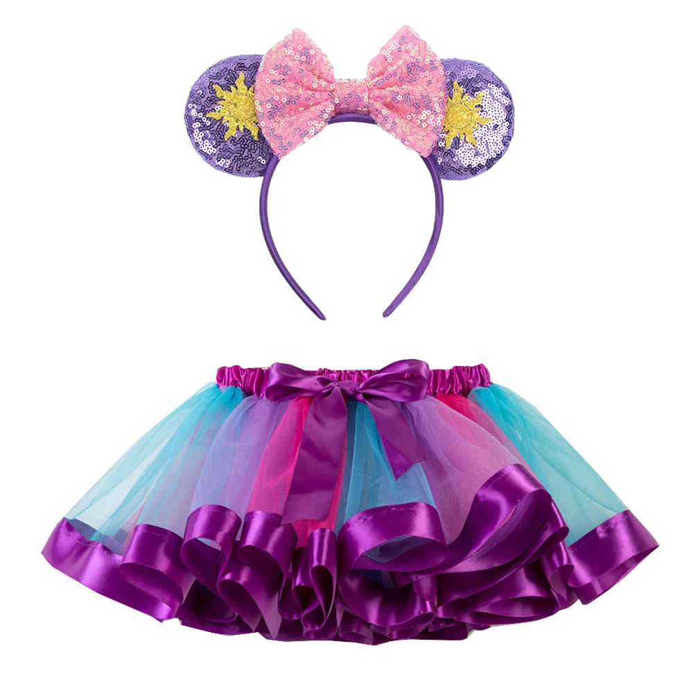 Bandeau de sauna avec nœud papillon pour enfants, mini-jupes de souris, accessoires de costume de cosplay, jupe tutu pour filles, bandeau pour cheveux d'anniversaire, fête d'Halloween et de carnaval