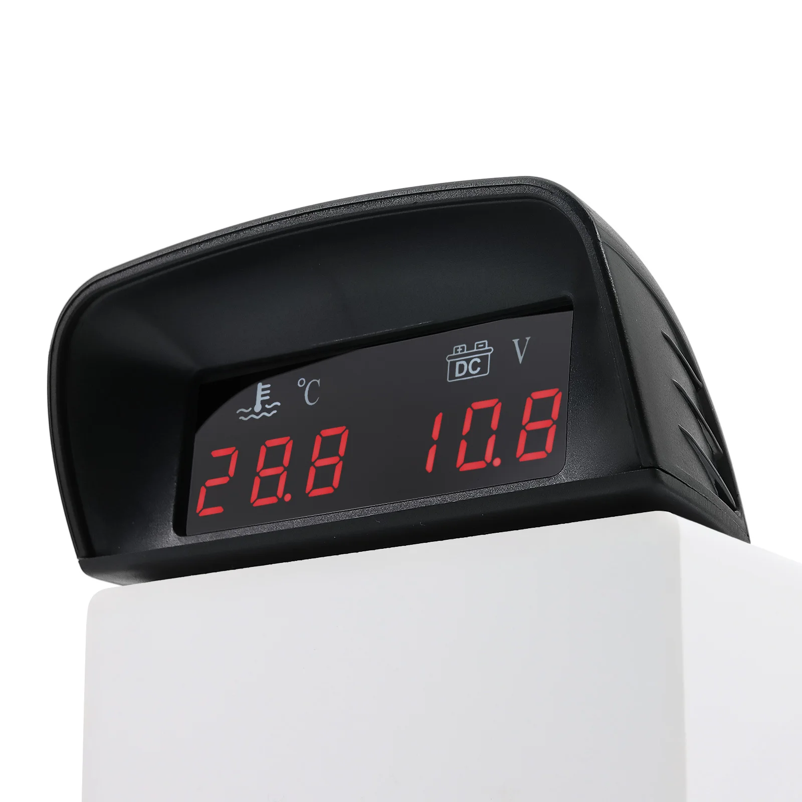 12V/24V 2in1 Car LCD Water Temperature Meter Thermometer Voltmeter Gauge Temp & Voltage Meter + NPT1/8 Sensor Adapter 26~40mm