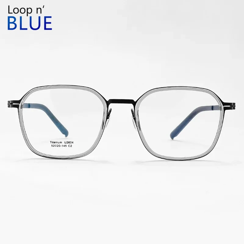 

Оправа для очков Loopnblue из чистого титана, ультралегкая, высококачественная, мужская, для коррекции близорукости, прогрессивные очки, оправа для широкого лица