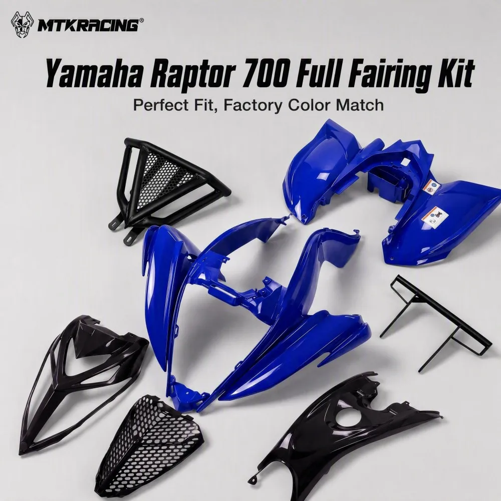 Gloss Blue And Black Complete Plastic Fairing Kit For Yamaha Raptor 700 2019 2020 2021