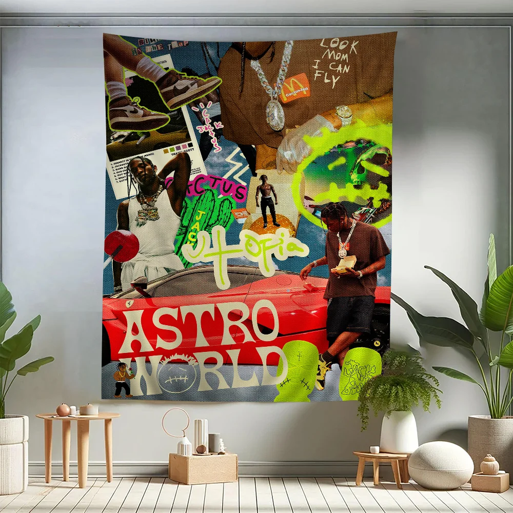 Hip Hop Singer Travis Scott DIY Wall Tapestry Hanging Tarot Hippie Wall Rugs Dorm INS Home Decor