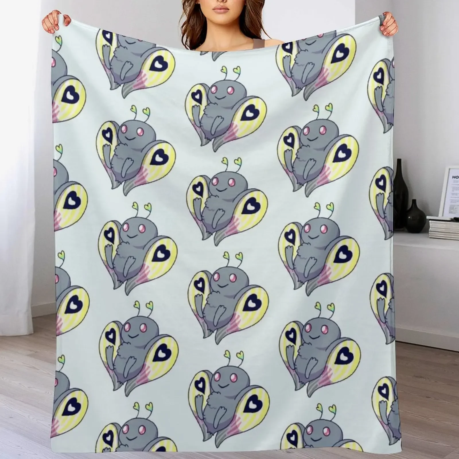 Kawaii Mothman Throw Blanket Warm Plush Fuzzy Blanket for Living Room