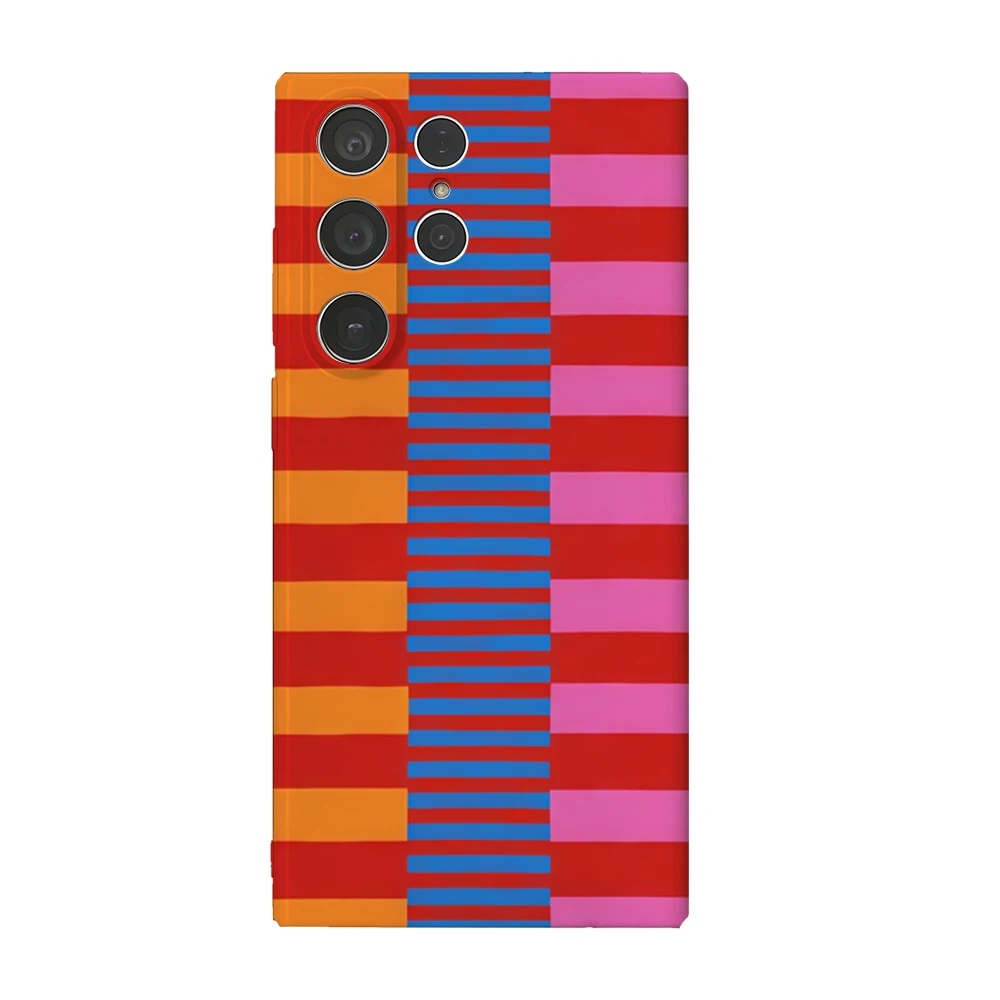 Bunte Streifen Kunst Handyhülle für Samsung Galaxy S25 S24 S23 Ultra Plus A35 A55 Glänzende HD Hard Cover Film Shell