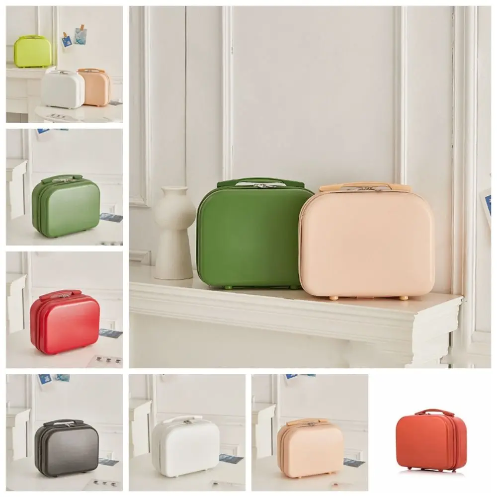 Storage Toiletry Box Solid Color Suitcase Organizer Case Mini Luggage Makeup Case Square Box Zipper Luggage