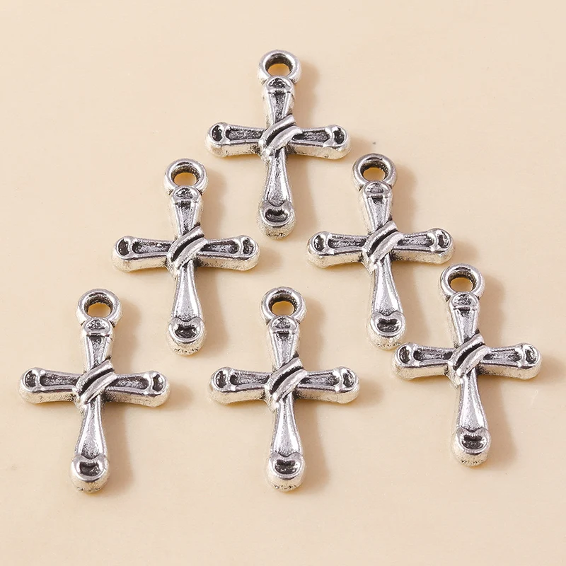 Leslie 30 Stück Antik-Silberfarbene Metall-Jesus-Kreuz-Anhänger für DIY-Schmuckherstellung, Armbänder, Halsketten – Detail 4