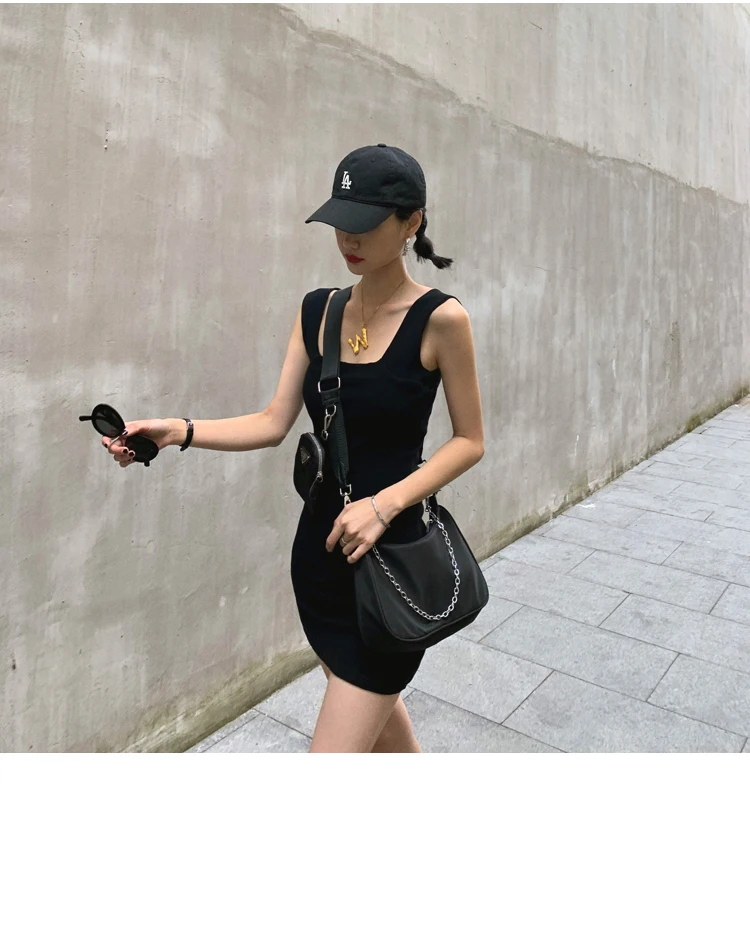 AOSSVIAO Sexy Slim Fit Bodycon Minikleider für Frauen 2026 Sommer Neuankömmling Schwarz Weiß Grau Tankkleid mit quadratischem Ausschnitt – Detail 39