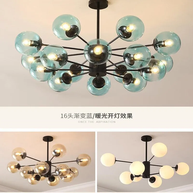 

Nordic Living Room LED Chandelier Glass Ball Light Magic Bean Ceiling Hanging Lamp Minimalist Dining Loft Kitchen Bedroom Lustre