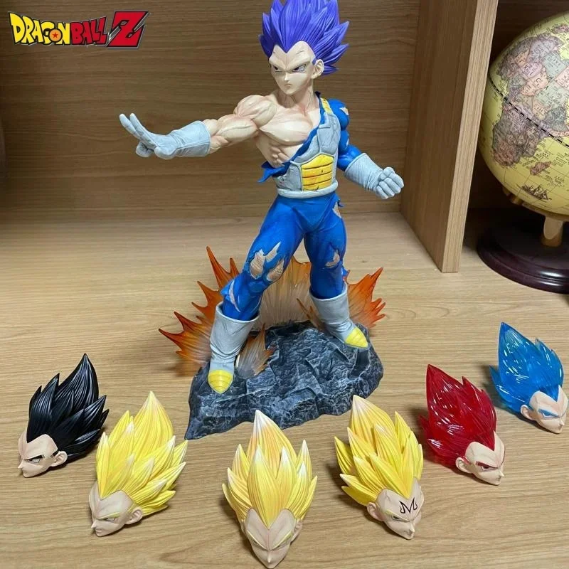 

29cm Anime Dragon Ball Figure 8 Heads Vegeta Gk Super Saiyan 3 Manga Statue Pvc Action Figurine Collectible Toys Birthday Gifts