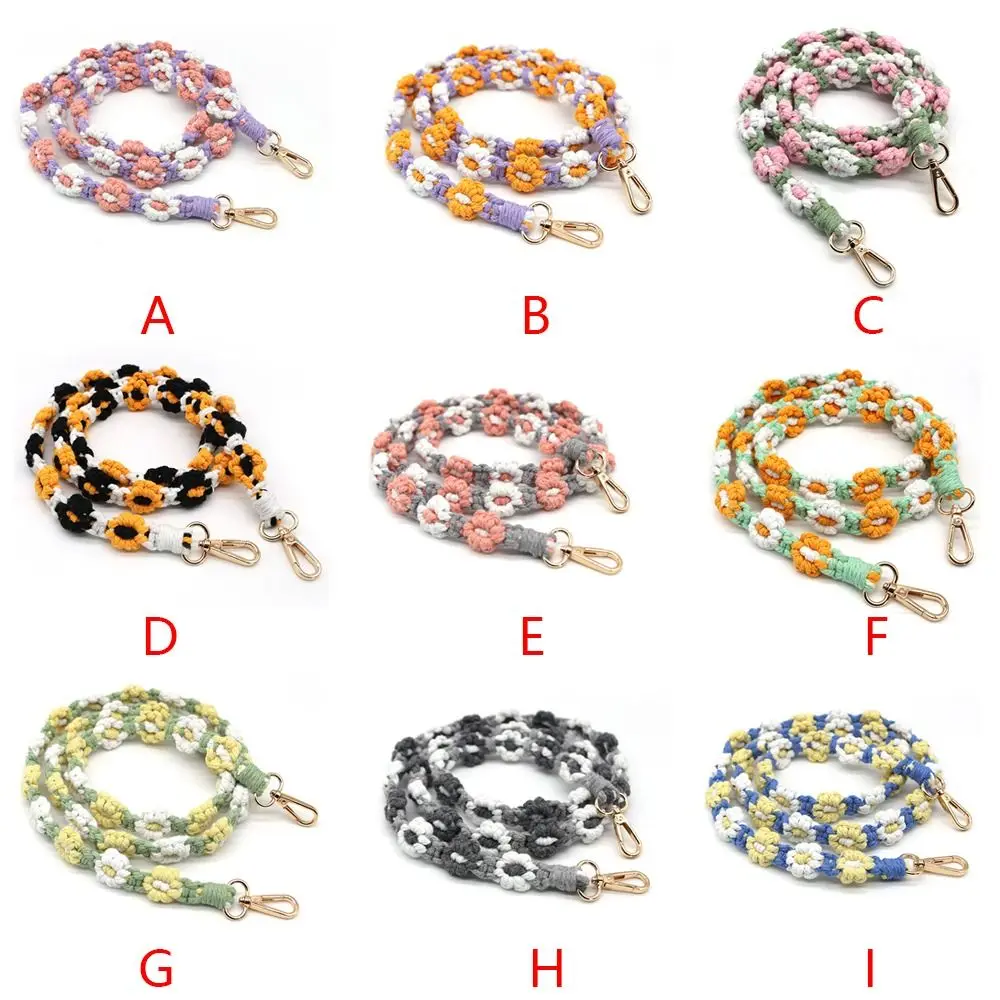 Sweet Colourful Cell Phone Strap Handmade Weaving Braided Flower Shoulder Strap Cotton Crossbody Bag Strap Bag Accessories