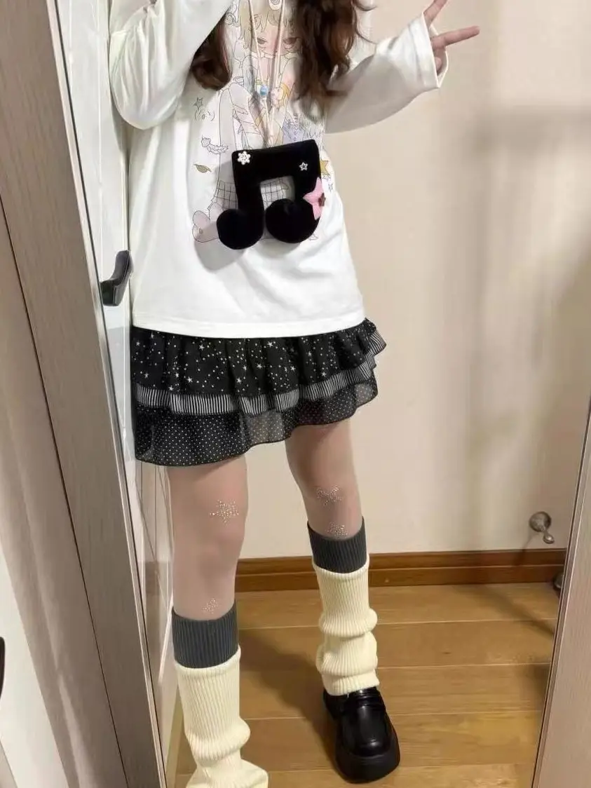 Cute Star Girl Print Pure Cotton Long Sleeve T-Shirt Women's Early Autumn New Loose Lovely Light Base Top Ins Style Casual Wear