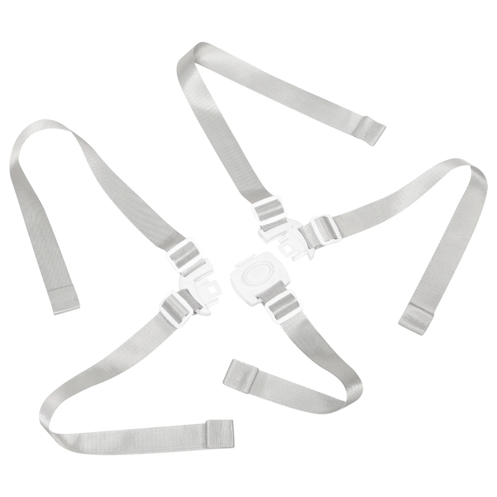 حزام أمان للأطفال باللون الأبيض، حزام كرسي عالي عالمي مكون من 5 نقاط لمقعد عربة الأطفال الصغار، وسادات قابلة للتعديل #1