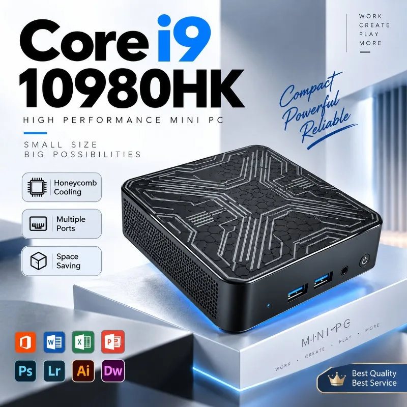 Intel Core I9-10980HK Mini Portable Pc Computer 1/2TB SSD 16GB RAM WIFI 6 BT5.2 4K 60Hz HD Gaming Office Study Pc