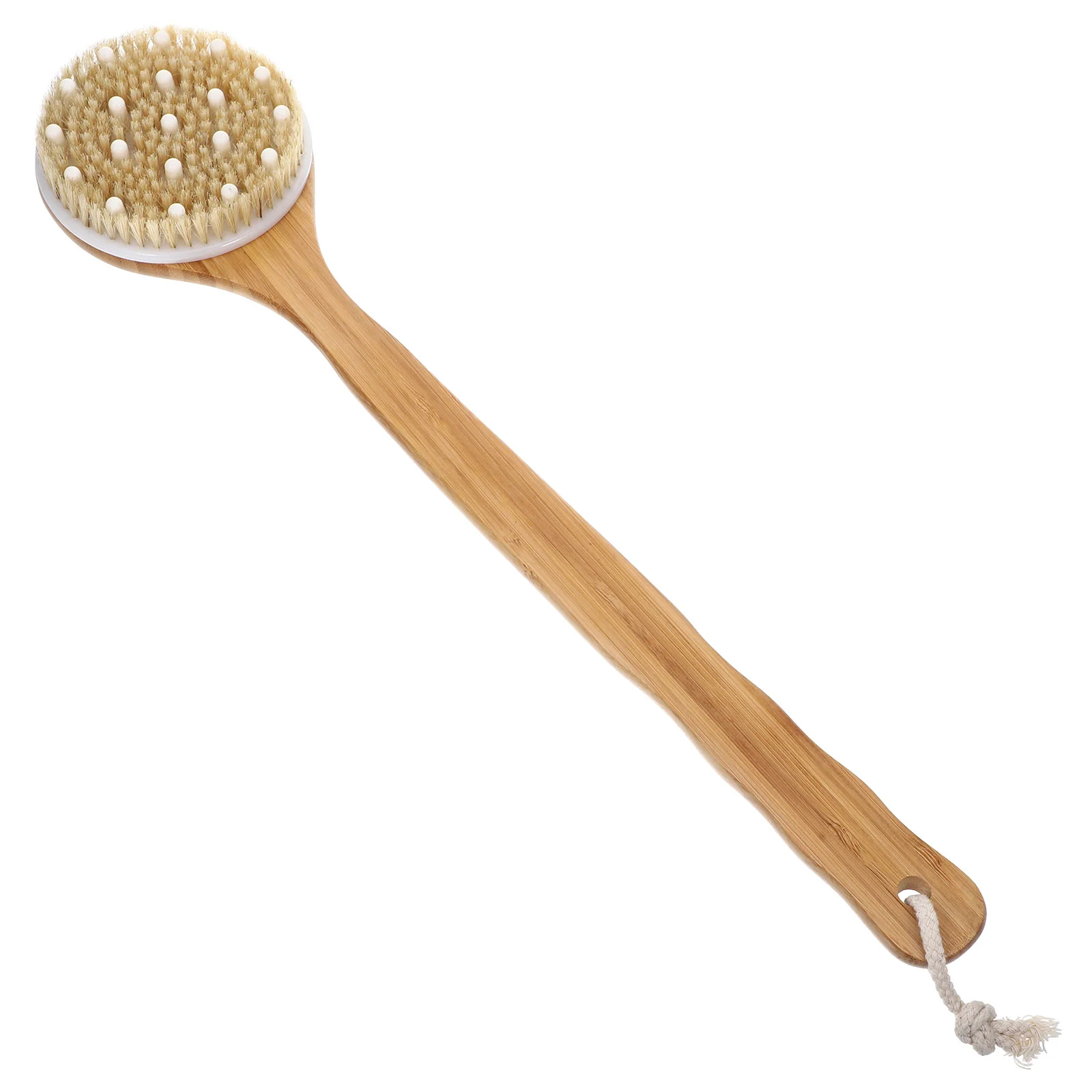 1pc Bristle Bathing Brush Anti-slip Long Handle Scrubber Body Exfoliator Back Massage Brush for Men Women (47cm) (Random Style)