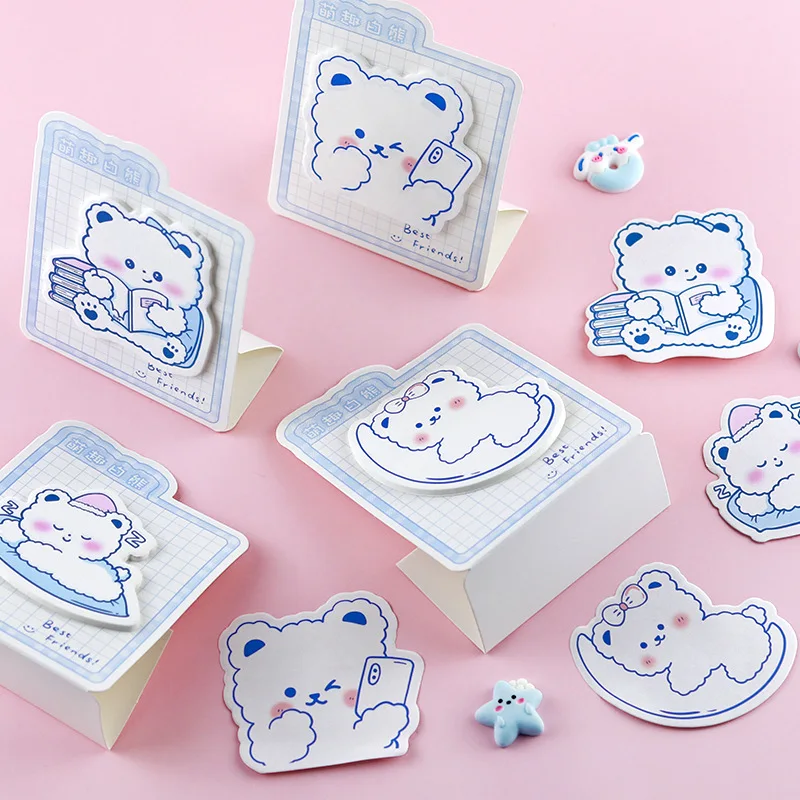 4pcs/lot Cute White Bear Post Notes Record Life’s Healing Little Blessings Deskmate To-do Notes Memo Pad Sticky Note Gift