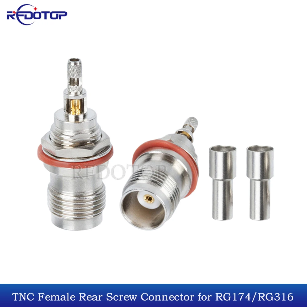 

2Pcs/Lot Rear Screw Bulkead TNC Female TNC-1.5 Connector Crimp for RG174 RG316 LMR100 RF Cable Gold Plated 50 Ohm