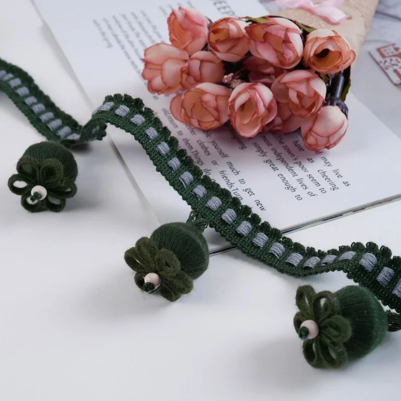

6M/Lot 1.6cm Wide Wood Balls Tassel Fringe Curtain Trims Sofa Cushion Valance Ribbon Belt DIY Sewing Trim Curtain Accessories