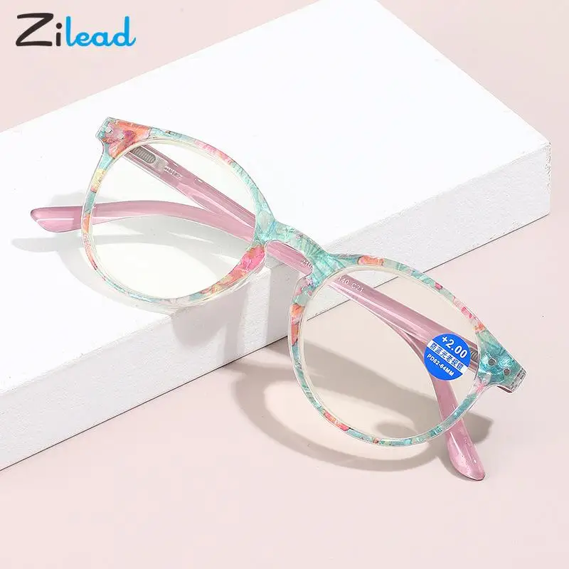 Zilead Round Reading Glasses Women Men Anti Blue Light Ultralight Computer Reading Eyeglasses Presbyopic Eyewear Unisex +1...+4