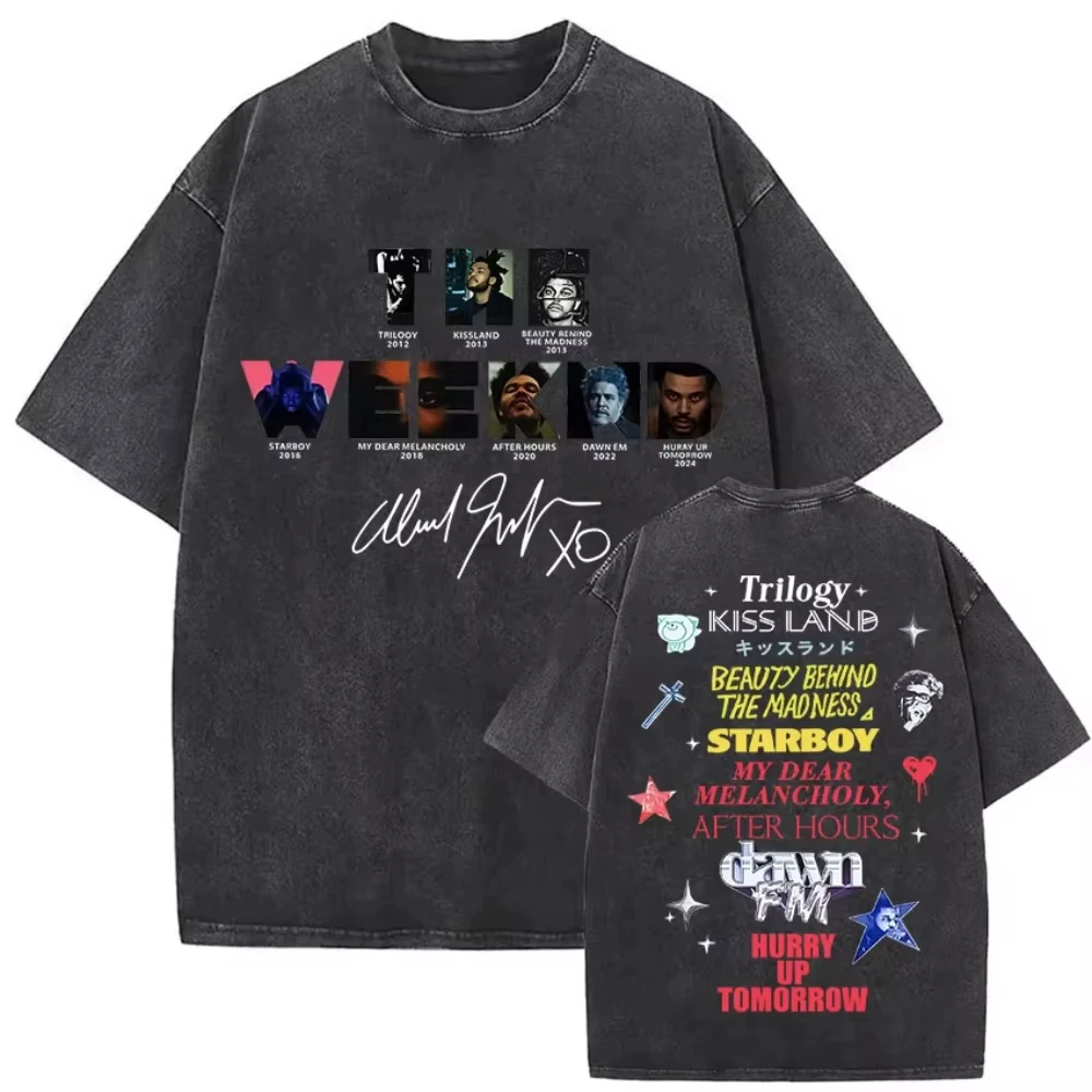 Summer Hot Sale Rapper The Weeknd After Hours Til Dawn with Playboi Carti Tour 2026 Vintage Washed Tshirt Hip Hop Streetwear Top