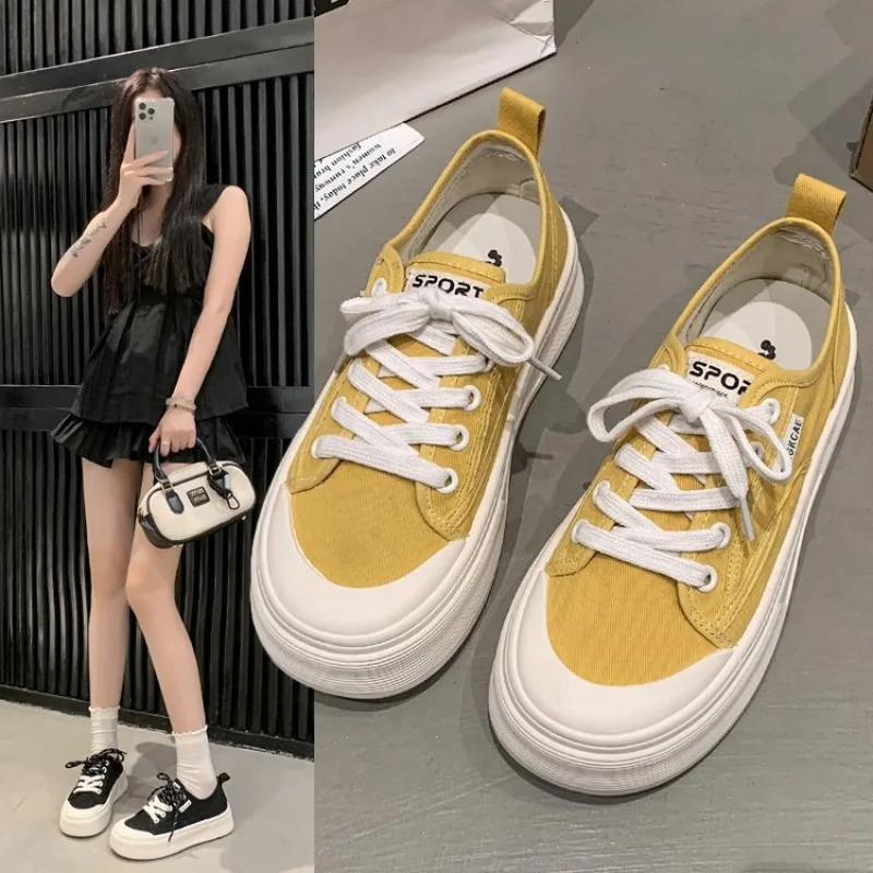 

4cm Thick Soled Canvas Shoes 2026 Spring New Versatile Height Increasing Casual Sports Shoes Breathable White Shoes for Women 신발