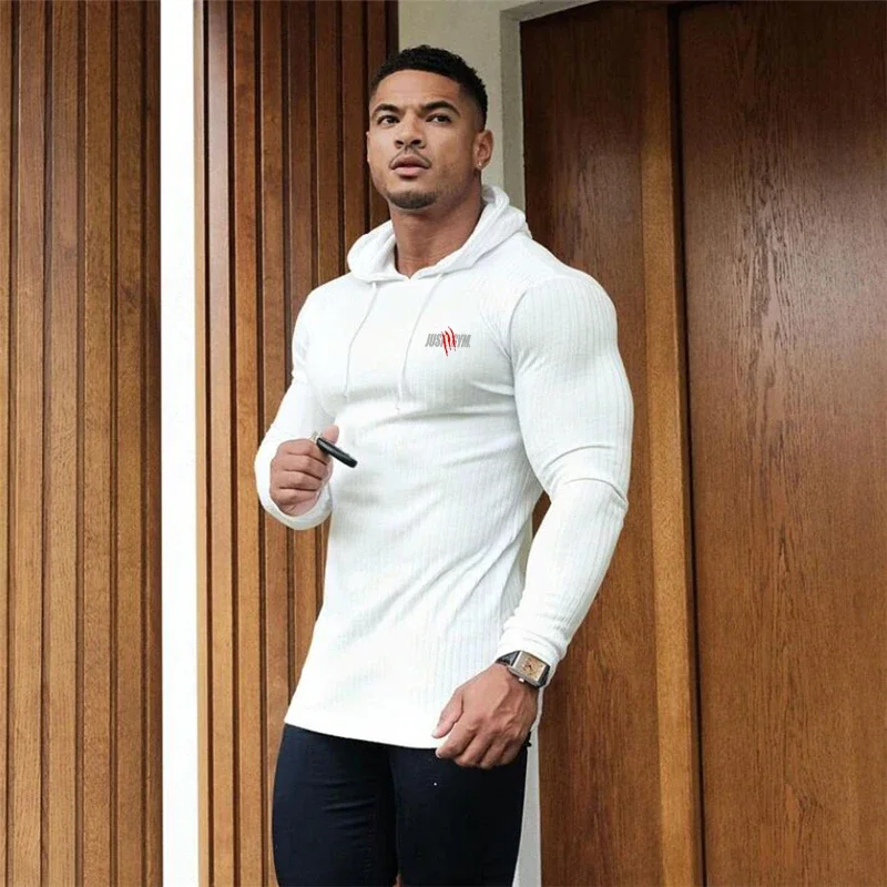 Men's Hooded Cool Simple Pullovers Rinning Slim Loose Male Sporting T Shirts Bodybuilding Long Sleeve Sweaters Autumn  Shirt