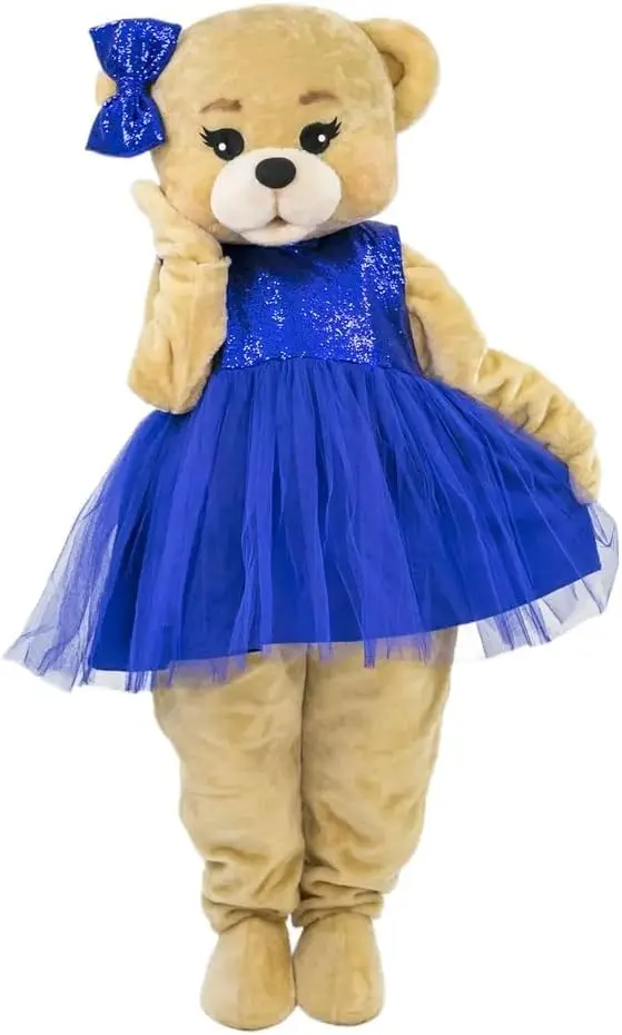 

Blue Chiffon Orange Chiffon Dress Cute Bear Advertising Walk Mascot Costumes Cartoon Doll Clothings for Halloween Christmas