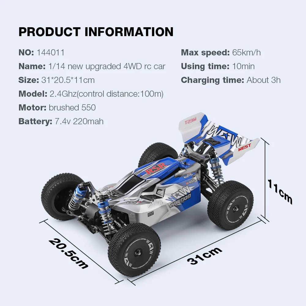 Wltoys 2,4 gebürstet neue verbesserte Motor rtr 1/14g 4WD 65 km/h RC Auto Fahrzeuge Metall Chassis Hochgeschwindigkeits-Rennmodelle Spielzeug