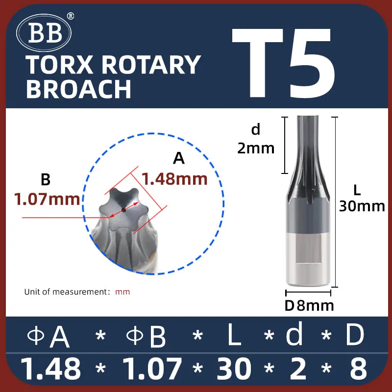 Bb torx rotierende Brosche Sterne Schneidkopf schrauben cnc Stanz werkzeug für Stahl Aluminium Kupfer 8mm