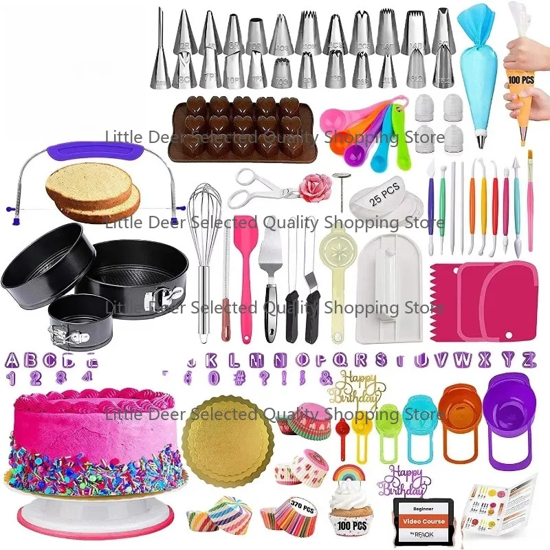 Cake Decorating Supplies 700pcs Cake Tools Set with Springform Pans Cake Leveler Turntable Stan Tools Supplies