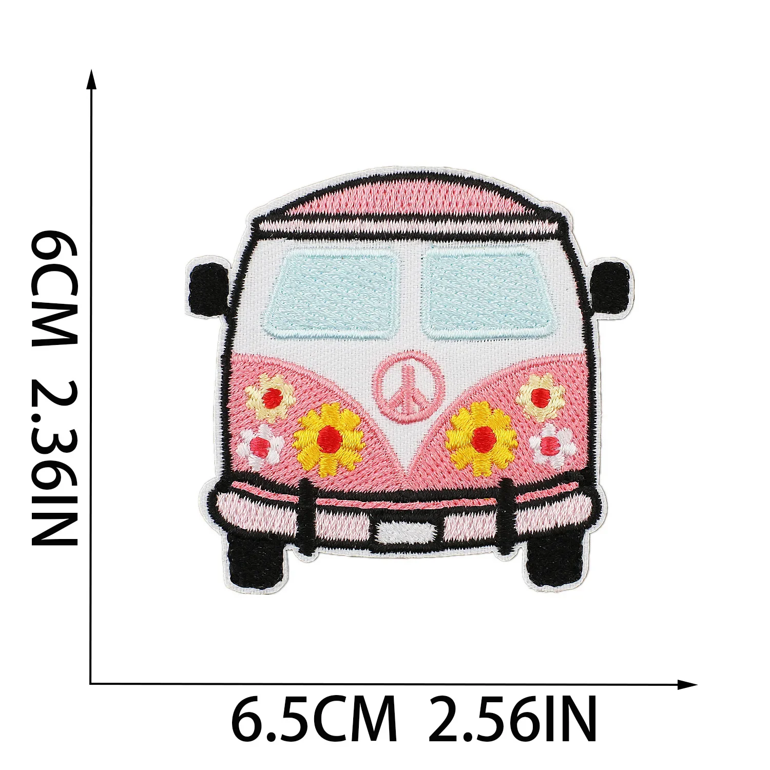 Pink Butterfly Embroidery Iron on Patch Rainbow Heart Lovely Clothing Appliques Peace Bus Girly Badge Floral Sun Thermo Stickers