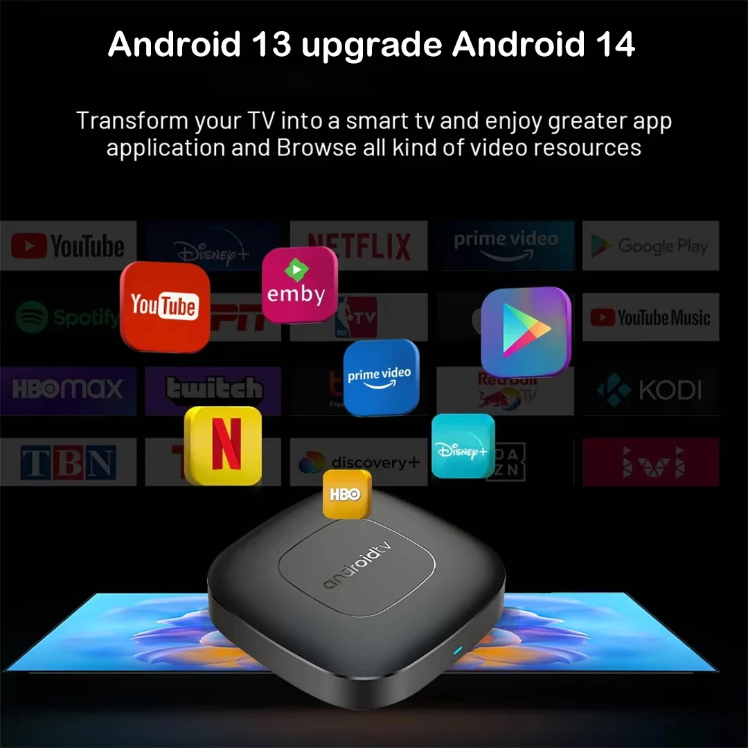 Android 14 T1 Smart TV Box Allwinner H313 8G+128GB ROM WiFi Doble (2.4G/5G) Bluetooth 5.4 YouTube Google Voice Media Player