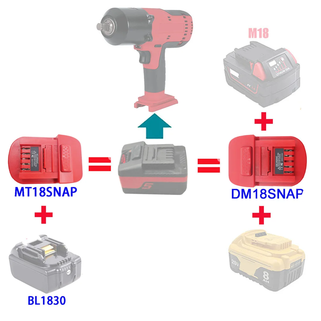 MT18SNAP DW18SNAP Adapter Converter For Makita For Milwaukee M18 48-11-1890 For Dewalt 18V 20V Lithium Battery For Snap-on Tool