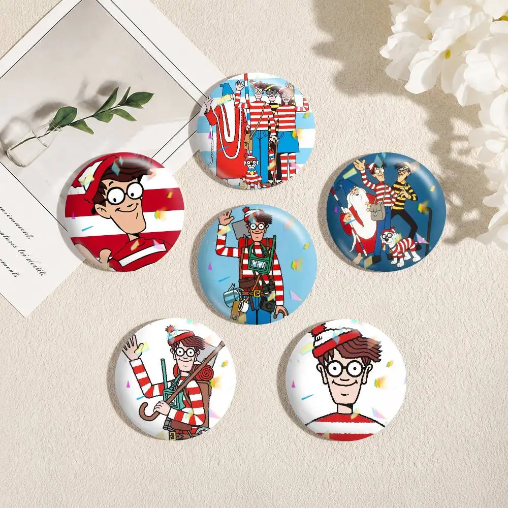 Wheres W-Wally W-Waldo  25mm 32mm 44mm 58mm 75mm Brooches Badges Pins for Accessories Gift