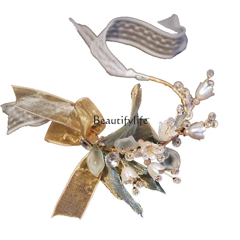 

Super Immortal Lily of the Valley Bridal Wrist Flower Bridesmaid Sisters Group Hand Flower Groom Corsage Brooch