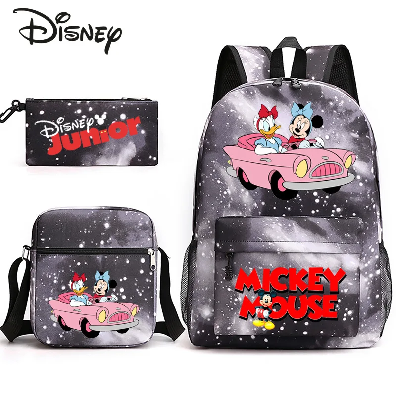 

Disney Mickey New Children's School Bag 3-piece Fashion Children's Backpack Large Capacity Canvas Boys and Girls' School Bag