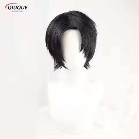 Levi Ackerman Anime Wig Cosplay Rivaille Black Short Heat Resistant Synthetic Hair Wigs Peruca Pelucas