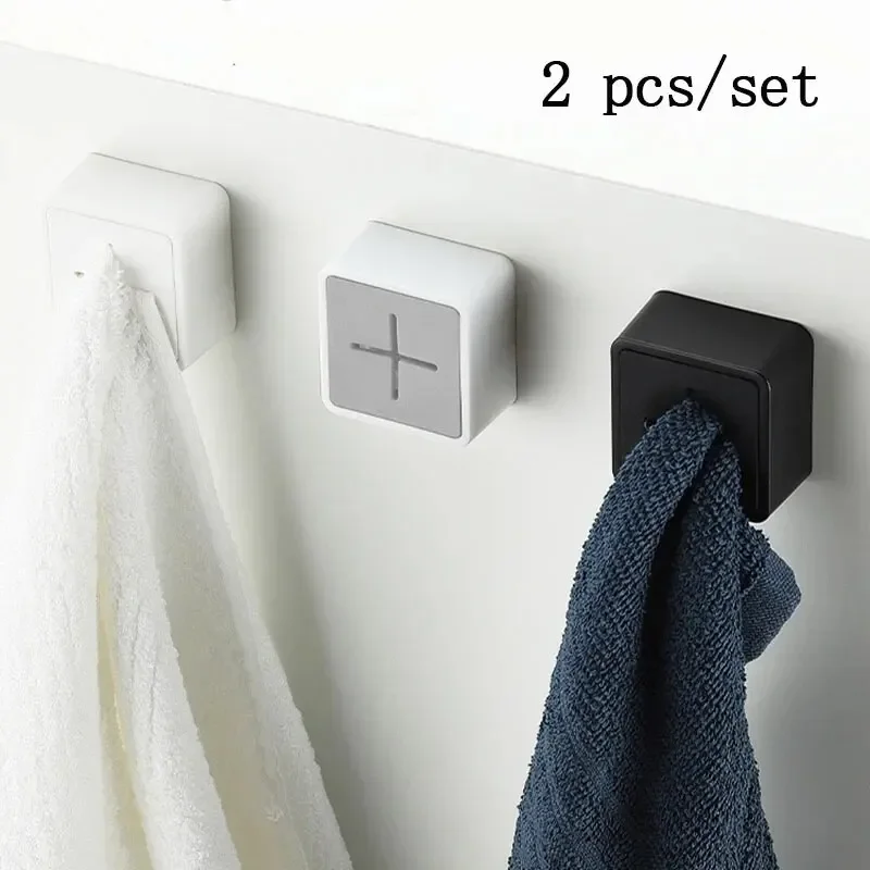 (2pcs)Silicone Kitchen Organization Creative Plastic Towel Storage Stopper Towel Hook Behind the Door Hook bathroom accessories