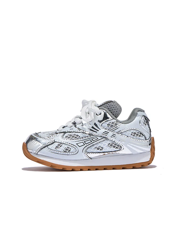 

2025 Summer Toddler Kid Breathable Orbit Metallic Rubber Mesh Sneaker Children Casual Fashion Shoe Boy Girl Sports Walking Shoes