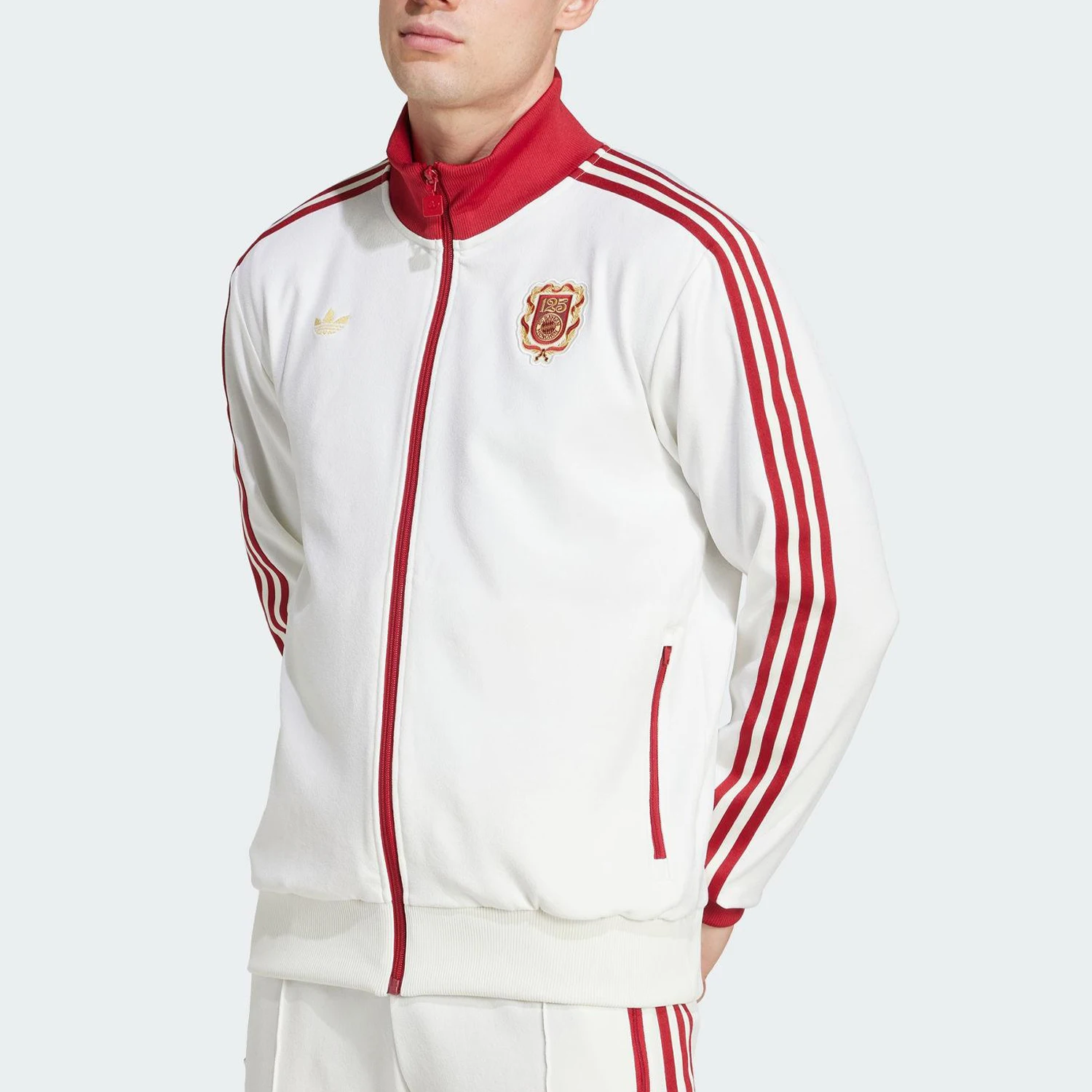 Adidas genuine clover men's classic striped football stand up collar jacket JF0593