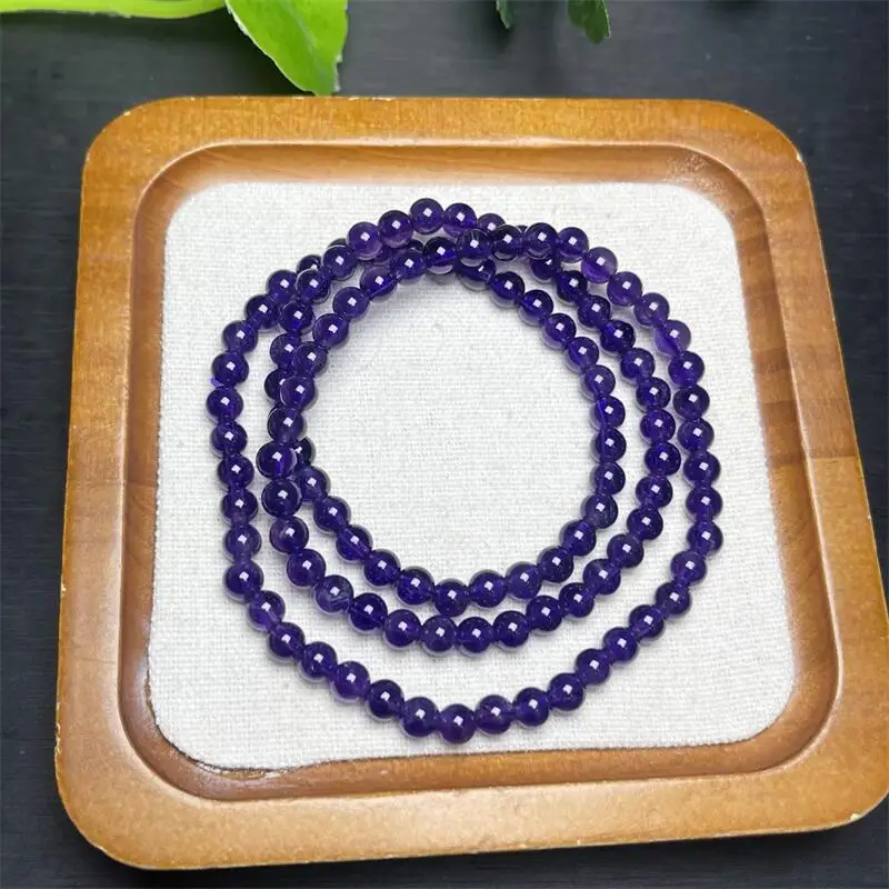 

5MM Natural Amethyst Triple Circle Bracelet Beautiful Colorful Crystal Energy Healing Fashion Gemstone Jewelry 1PCS